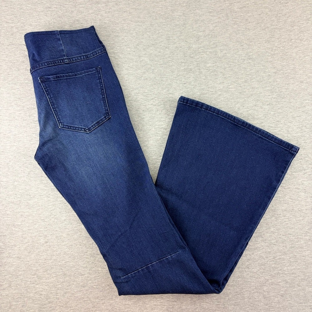 Free People Flare Jeans Women W27 Dark Wash Pull On Stretch Boho Retro Wide‎ Leg